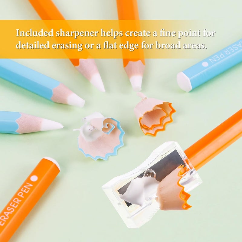 Smilo Eraser Pencils, 10-Pack Blue Artist Pencils with Sharpener, Fine Detail Eraser for Sketching, Charcoal & Colored Pencil Drawings, Perfect for Artists, Beginners and Students - Image 4